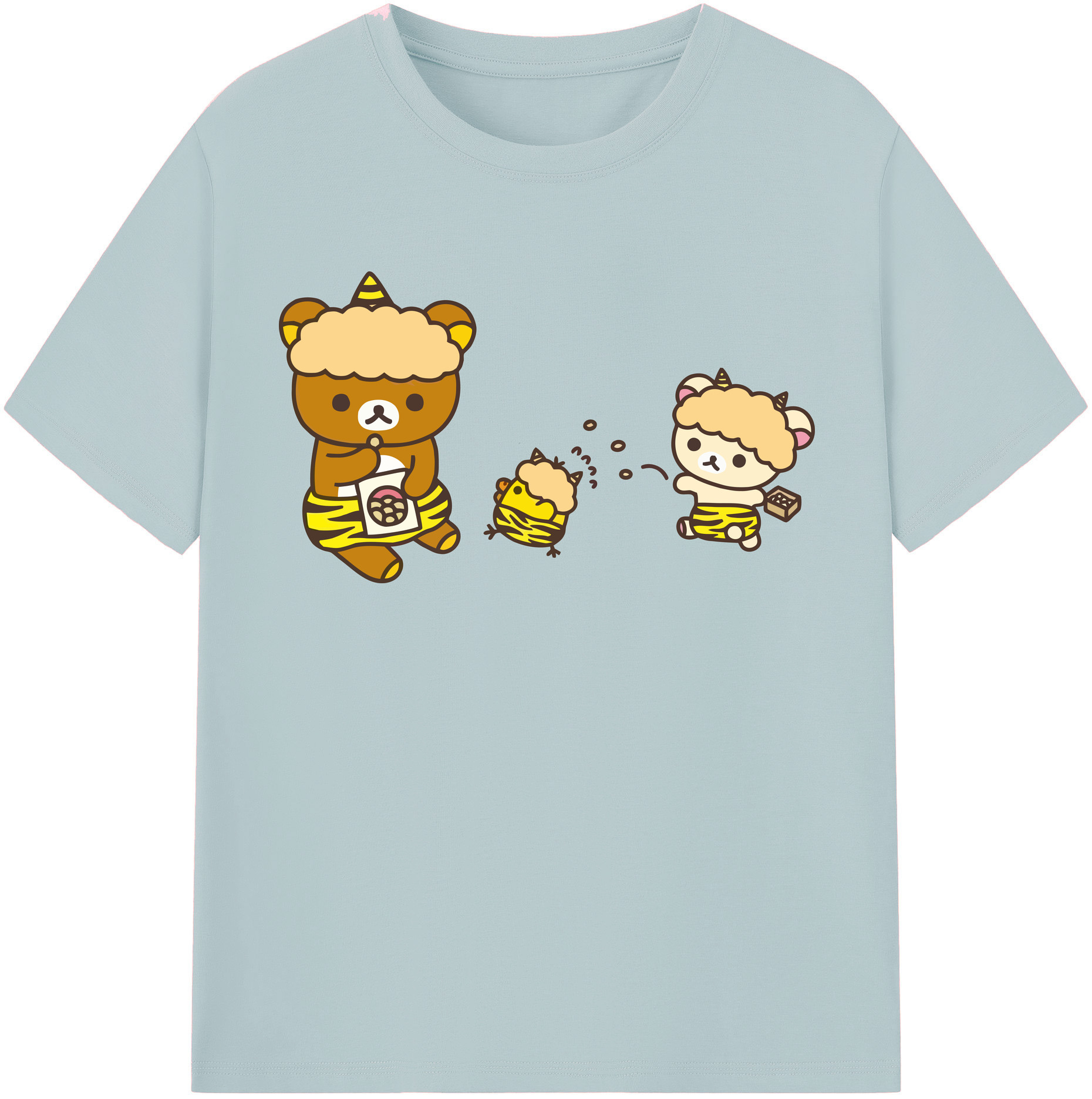 （画像用） リラックマ リラックマ キイロイトリ Rilakkuma Korilakkuma Kiiroitori 綿100％半袖Tシャツ（フロントプリント）